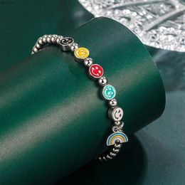 Chain 925 Sterling Silver Gutta Smiling Face Ball Chain Bracelets For Women Luxury Jewellery Accessories Wholesale Free Shipping