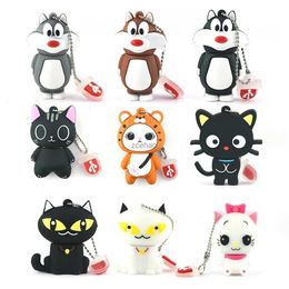 USB Flash Drives usb flash drive cartoon cute kitten 4GB 8GB U disk 16GB animal black Cat 32GB 64GB 128GB memory stick creative gift pen drive