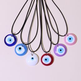 In Bulk Turkish Ethnic Style Devil's Eye Pendant Necklace Multicolor 3CM Resin Round Blue Eye Necklaces Jewelry For Men Women