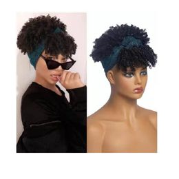 Synthetic Wigs Head Band Wig Blue Red 1B 27 1B/30 Leopard Hair Band Little Curly African Spiral Coil