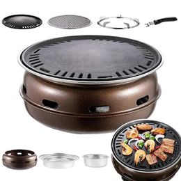 Portable Camping Grill Stove Charcoal Fire Meat Roasting Household Non Stick Barbecue Stove Pan Outdoor Portable Barbecue Oven 240116