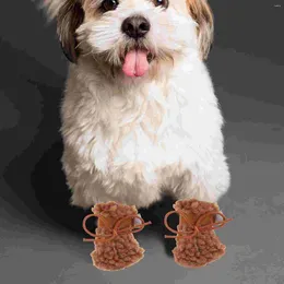 Dog Apparel 4 Pcs Shoes Snow Boots Outdoor Protectors At Home Plush For Dogs Pet Anti-Skid