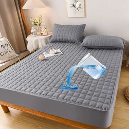 100% Waterproof Cotton Fitted Bed Sheet Antimite and Antibacterial Mattress Protector Soft Breathable Cover Washable 240116