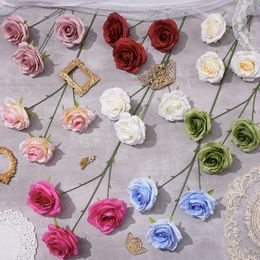 3 Lovers Rose Single Branch Rounded Rose New Wedding Photography Floriculture Fake Flower Fresh Hall Flower Wall Silk Flower YG