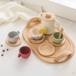 Intelligence toys Kids Wooden Afternoon Tea Set Montessori Toy ldren Playing House Kitchen ldren Educational Learning Toys Blocks Baby Giftsvaiduryb