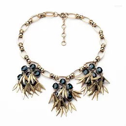 Pendant Necklaces Bohemia Vintage Style Blue/Red/White Crystal Glass Tassel Pendants Necklace For Women Luxurious Jewelry