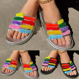 Slippers Women Summer Pattern Colourful Fashion Flat Bottom Casual Comfort Non Slip Grandma For