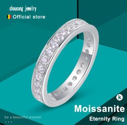 Choucong Brand All Moissanite Wedding Rins Real 100% S925 Silver 18k White Gold Fine Eternity Party Diamond Bands Engagement Wedding Rings for Women Man Gift