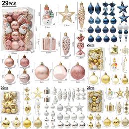New Banners Streamers Confetti 29/20pcs Christmas Tree Balls Hanging Pendant Candy Cane Pine Cone Ornament Set Christmas Home Decoration 2024 Navidad New Year