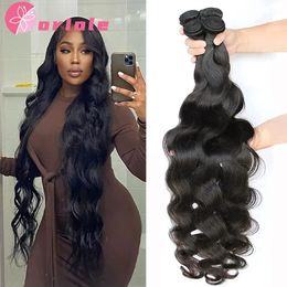 Brazilian Body Wave Human Hair Bundles Natural Hair Weave 34 Bundles Deal 8-32Inch Machine Double Weft Bundles Hair 240115