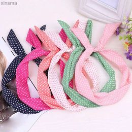 Headbands Cute Sweet Polka Dot Bow Rabbit Bunny Ear Headbands Womens Hair Band With Metal Wire Turban Scarf Cross Bow Hair Accessories # YQ240116