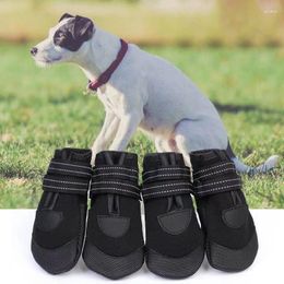 Dog Apparel Winter Shoes Reflective With Plush Warm Antiskid Waterproof Pet Boots Cat Leisure Sports 4PCS Suit Pets Supplies
