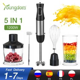 Electric Stick Hand Blender 5 in 1 Handheld Mixer 1200W 220V Stainless Steel Blade Vegetable Meat Immersion Egg Whisk Juicer 240116