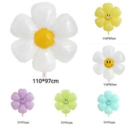 New Banners Streamers Confetti 1pc Macaron Multicolor Daisy Flower Foil Balloon Sunflower Helium Air Globo Baby Shower Happy Birthday Party Wedding Decoration