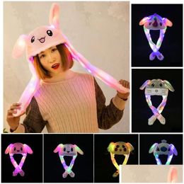 Led Ligh Up P Moving Rabbit Hat Funny Glowing And Ear Bunny Cap For Women Girls Cosplay Christmas Party Holiday Drop Delivery Dh9Xm