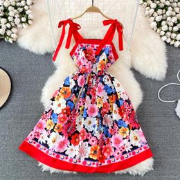 Casual Dresses 2024 Summer Seaside Vacation Beach Dress Fashion Tube Top Suspender Backless Sleeveless A-line Swing