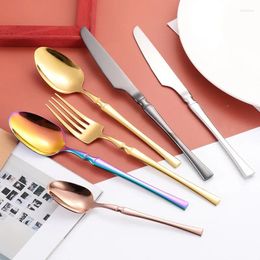 Flatware Sets 24 Pieces Gold Cutlery Set Stainless Steel Tableware Knife Fork Spoon Sliver Dinnerware Kitchen Accessories