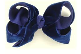 12PCS Large 5" Velvet Boutique Chunky Bow Clip Headwear BJ