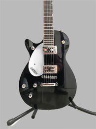 Personalizado mão esquerda preto 6 cordas guitarra elétrica placa de guarda branca ponte fixa pode ser personalizado para frete grátis