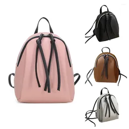 School Bags Mini PU Leather Backpack Women's Small Shoulder Bag With Tassel Zipper Female Bagpack For Teenage Grils