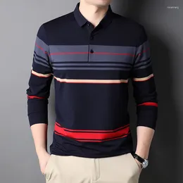 Men's Polos Top Grade Fashion Designer Brand Simple Mens Polo Shirt Trendy With Long Sleave Stripped Casual Tops Men Clothes