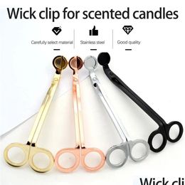 Stainless Steel Scissors Snuffers Candle Wick Trimmer Rose Gold Cutter Oil Lamp Trim Tools Fy4380 11.8 Drop Delivery Dhee1