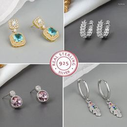 Stud Earrings 925 Sterling Silver Heart Hoop Women Star Butterfly For Jewellery Gift E197