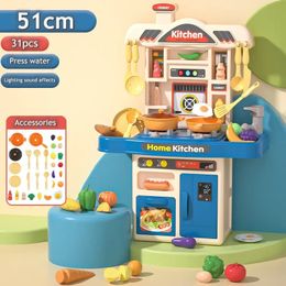 Kitchen Playset Pretend Play Toys Realistic Cooking Accessories Sounds Lightnd Stove Steam for Kids Toddlers 240115