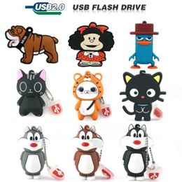 USB Flash Drives 32GB usb flash drive cartoon cute kitten 4GB 8GB U Disc 16G animal black Cat 64G 128G 256G memory stick creative gift pen drive