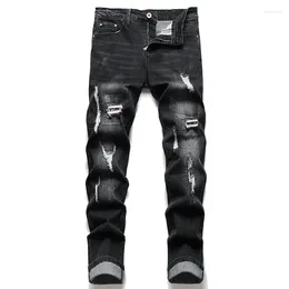 Men's Jeans Ripped Autumn Designer Slim Black Denim Pants Male Distressed Destroyed Trousers Pantalones Hombre