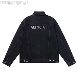 Designer Blenciaga Baleciaga 23ss high version B family summer new unisex couple crystal diamond letter denim jacket