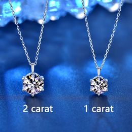 HOYON s925 Sterling Silver 2 Diamond Pendant Women's Necklace Fashion Minimalist Collar Necklace Jewellery Gift 240115