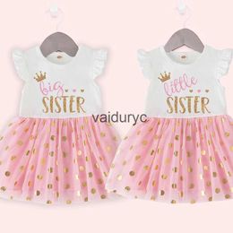 Girl's Dresses Big Sister Little Sister Matng Dress Little Girls Pink Dress Princess Tutu Dresses Infant Outfits Toddler Clothes 1-5 Year H240508