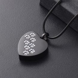 IJD8383 Cool Men's Necklace Black Colour HEART CREMATION PENDANT for Animal Human Ashes Holder Keepsake Stainless Steel272Y