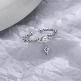 Cluster Rings KOFSAC Sweet Pearl Ring For Women Elegant Charm 925 Sterling Silver Jewelry Open Size Fine Zircon Star Cute Girl Gift