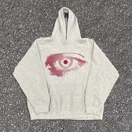 Men's Hoodies Autumn And Winter Models Red Eyes Design Sense Vintage Ancient Niche Couple Cotton Padded Hooded Sweatshirt 2024