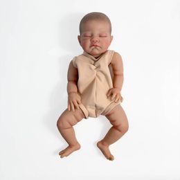 NPK 20inch Already Painted Reborn Doll Parts August Sleeping Baby 3D Painting with Visible Veins Cloth Body Included 240115