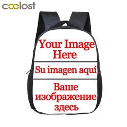 Bags 12 inch Customize Your Logo Name Image Toddlers Backpack Cartoon Children School Bags Baby Kindergarten Backpack Kids Gift Bags