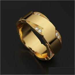 Band Rings Classics Ring Plated Gold Crystal Elegant Gifts Band New Fashion Accessories Woman Man Rings Engagement Anniversary 2Lrb K Dhg6U