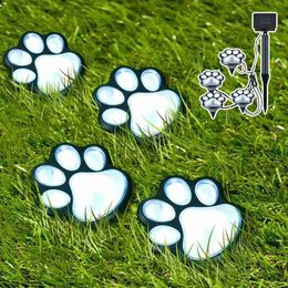 Lawn Lamps 4-IN-1 Solar Outdoor Lighting Dog Cat Animal Paw LED Solar Lights for Garden Patio Yard Walkway Garden Path Lawn Yard Decoration YQ240116