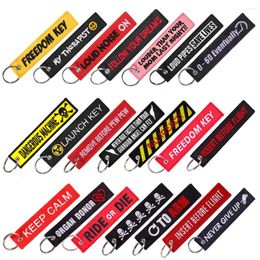 Keychains 1 PC Wholesale Aviation Keychain Insert Before Flight Keep Calm Both Sides Embroidery Car Key Accessories Backpack Pendant Chain