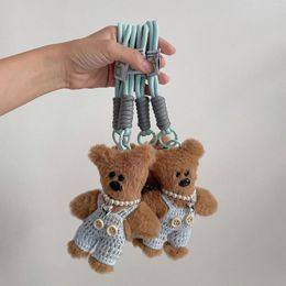 Keychains Bean Bear Backpack Pendant Stainless Steel Keychain Cute Anti-drop Chain Anti-Lost Rope Jewelry Accessory Christmas Gift