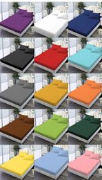 1pcs Polyester Fitted Sheet Solid Color Mattress Cover With Elastic Bands Non Slip Bedding For 09m 12m 15m Bed No Pillowcase 240116