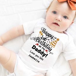 Rompers Custom Happy 1st Birthday As My Daddy Baby Grow Clothes Personalised Baby Bodysuit Customised Happy Birthday Daddy Infant Rompervaiduryc