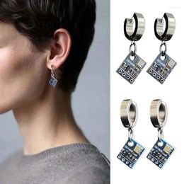 Dangle Earrings Circuit Board Pendant Stainless Steel Colourful Small