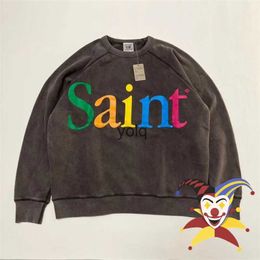 Men's Hoodies Sweatshirts SAINT MICHAEL COLORFUL Men Women Hoodie Cracked Crewneckyolq