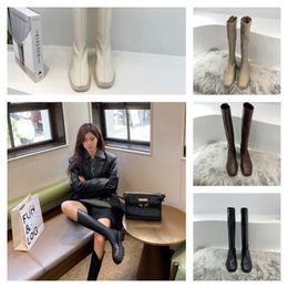 Nylon -Knöchelstiefelschuhe Designer Cowide Women Boots Heels Dicker Boden Herbst Winter Muffin kurzes Barrel S Martin Fußwea 73 s