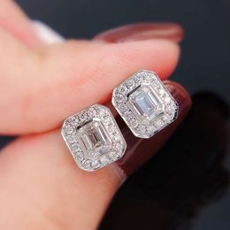 Xiy Jewellery Brand Emerald Cut GIA Diamond 0.60Ct + 0.27Ct Western Solid Gold Stud Earring With Certificate