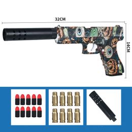 M1911 EVA Soft Bullet Foam Darts Blaster Toy Gun Pistol Manual Shooting Pink Launcher With Silencer For Children Kids Boys Birthday Gifts-T