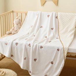 Blankets Baby Blanket Embroidered Born Comforter Swaddle Warp Infant Kids Microfiber Cuddle Quilt